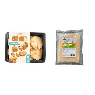 Combo Chả mực Hạ Long Ocean Gift khay 240g + Chả tôm thác lác tươi Hapi gói 200g