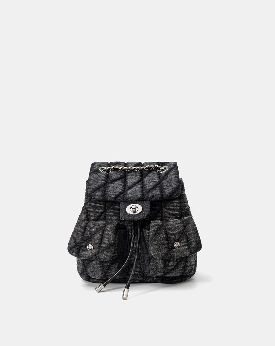 Balo Denim Nắp Gập Chần Bông