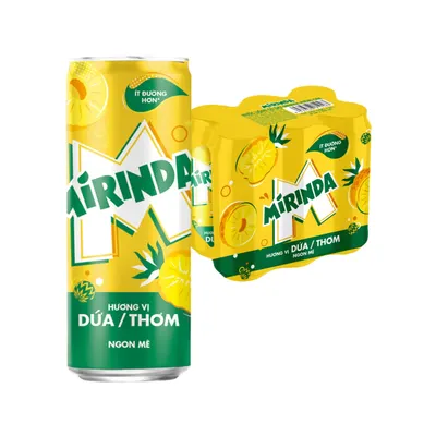 Lốc 6 lon nước ngọt Mirinda vị dứa 320ml
