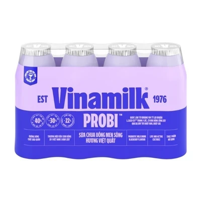 Lốc 4 chai sữa chua uống Probi Vinamilk hương việt quất 130ml