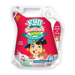 Sữa chua uống tiệt trùng hương kem dâu Kun túi 110ml