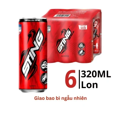 Lốc 6 lon nước tăng lực Sting dâu 320ml