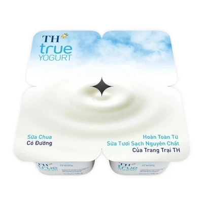 Lốc 4 hộp sữa chua TH True Milk có đường 100g