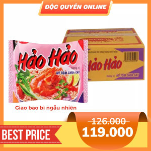 Thùng mì ăn liền hảo hảo tôm chua cay Acecook 75g (30 Gói)