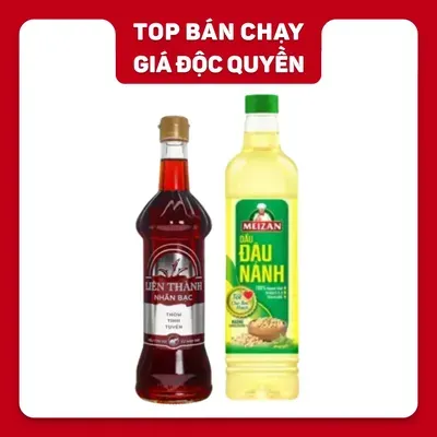 Combo nêm nấu: nước mắm nhãn bạc 30N Liên Thành 500ml và dầu đậu nành Meizan 1L