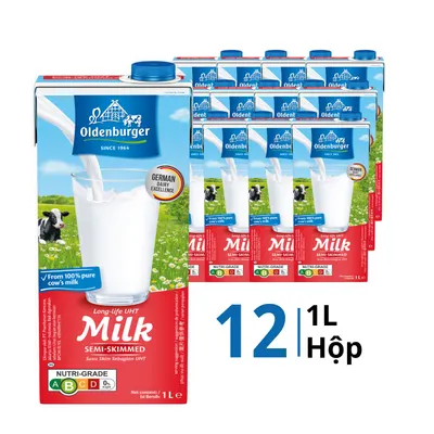 Thùng 12 hộp sữa tươi tiệt trùng Oldenburger 1,5% fat 1L