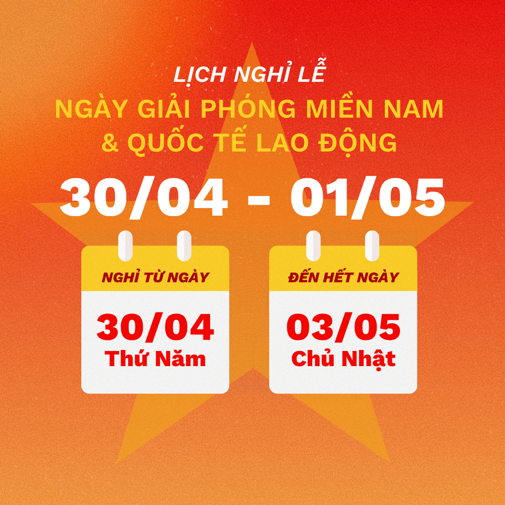 Lịch nghỉ 30/4-01/5 từ thứ Năm đến Chủ nhật