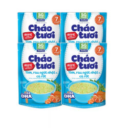 Combo 4 cháo tươi baby tôm rau ngót Nhật cà rốt SG Food gói 240g x 4