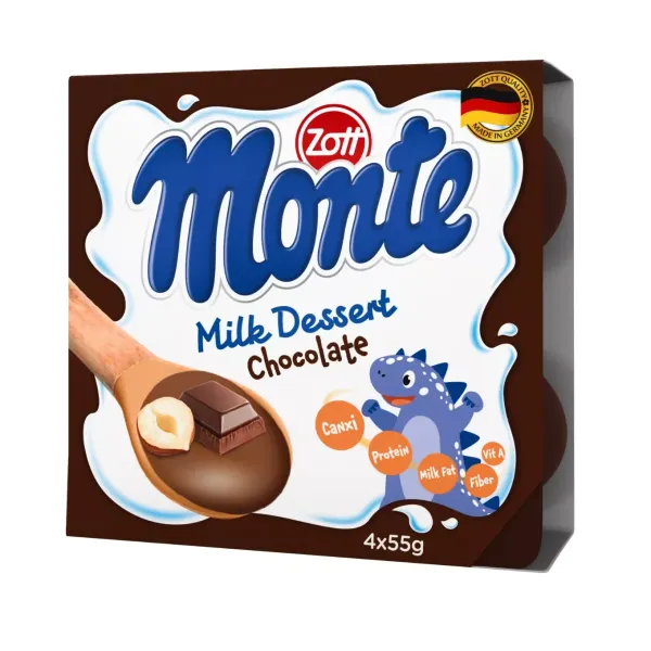 Váng sữa chocolate Monte vỉ 4 hộp x 55g