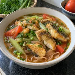 Cách nấu bánh đa cá rô phi giòn thơm với nước dùng ngọt thanh