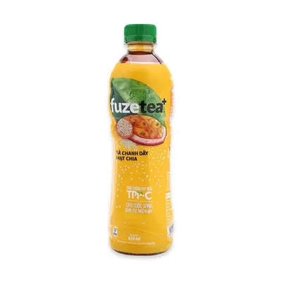 Nước trà chanh dây và hạt chia Fuze Tea+ chai 450ml