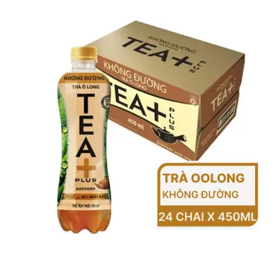 Thùng 24 chai trà oolong Oolong Tea+ không đường 450ml