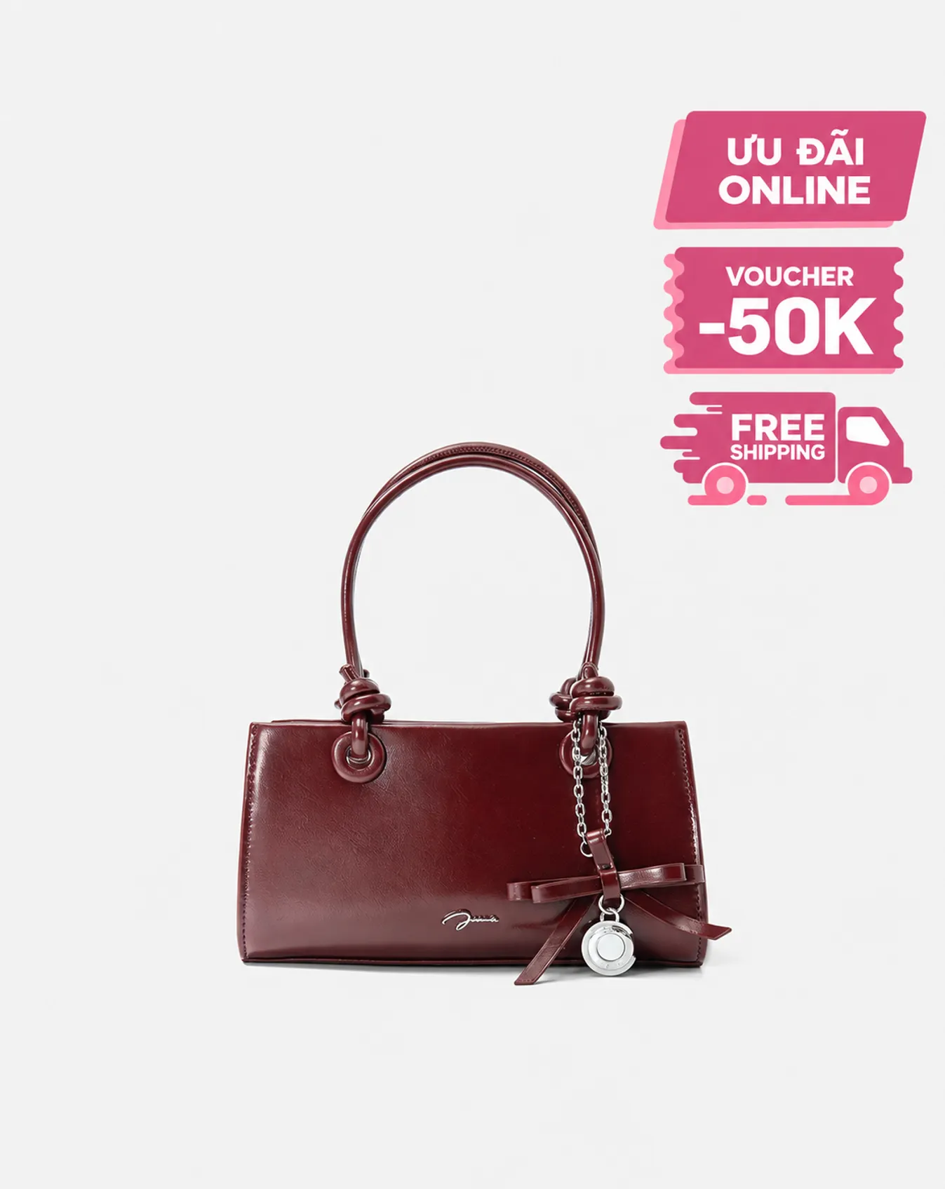 Túi Xách Nhỏ Top Handle Phối Charm Nơ - Image 2