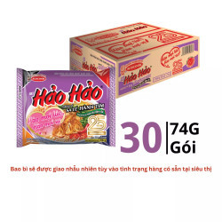 Thùng mì ăn liền Hảo Hảo sa tế hành tím Acecook 74g (30 Gói)