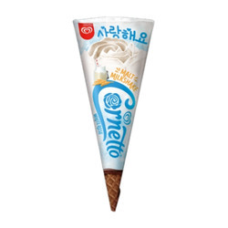 Kem ốc quế Cornetto hoa hồng trắng vị sữa lắc lúa mạch Wall's 87g (1 Cây)
