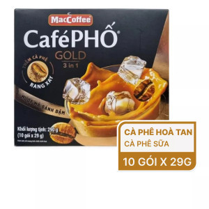 Cà phê rang xay Gold 3in1 Cà Phê Phố hộp 10 gói x 29g (1 Hộp)