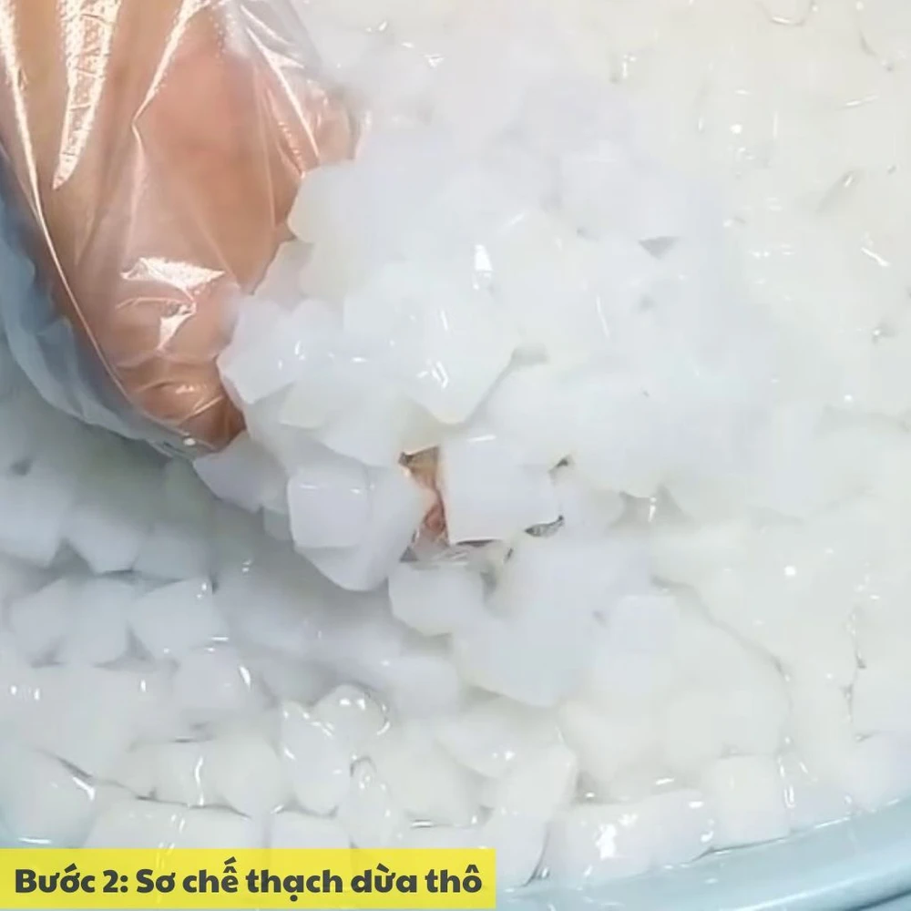 sơ chế thạch dừa thô