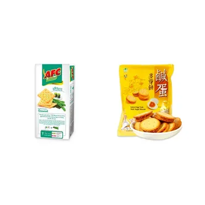 Combo Bánh dinh dưỡng tảo biển AFC hộp 172g + Bánh trứng muối Sheng Tian gói 180g