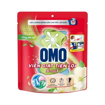 Viên giặt 3 trong 1 hương tươi mát Omo túi 315g