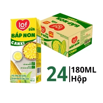 Sữa bắp non canxi dinh dưỡng Lof - thùng 24 hộp x 180ml