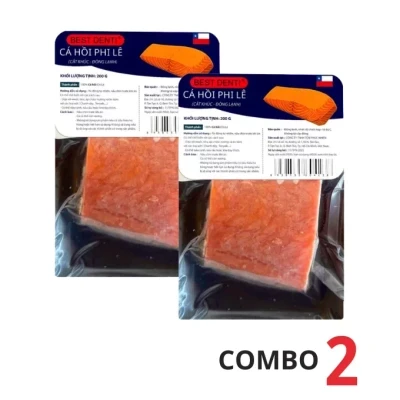 Combo 2 khay cá hồi phi lê cắt khúc đông lạnh Tôn Phúc Nhiên 200g