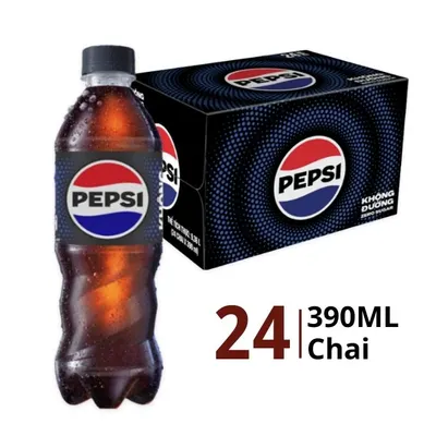 Thùng 24 chai nước ngọt Pepsi zero calo 390ml