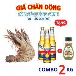 Combo 2KG Tôm Sú Quảng Canh Tươi - Tặng 3 Lon Bia Corona và 1 Chai Sốt Chấm