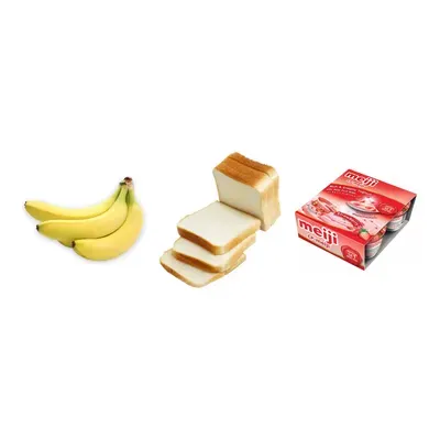 Combo Chuối già giống Nam Mỹ + Bánh mì trắng 6 lát Yamazaki (1 Cái) + Lốc 4 hộp sữa chua Meji vị dâu