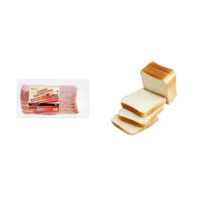 Combo Ba rọi xông khói Nippon Con Heo Vàng gói 200g + Bánh mì trắng 6 lát Yamazaki 294g