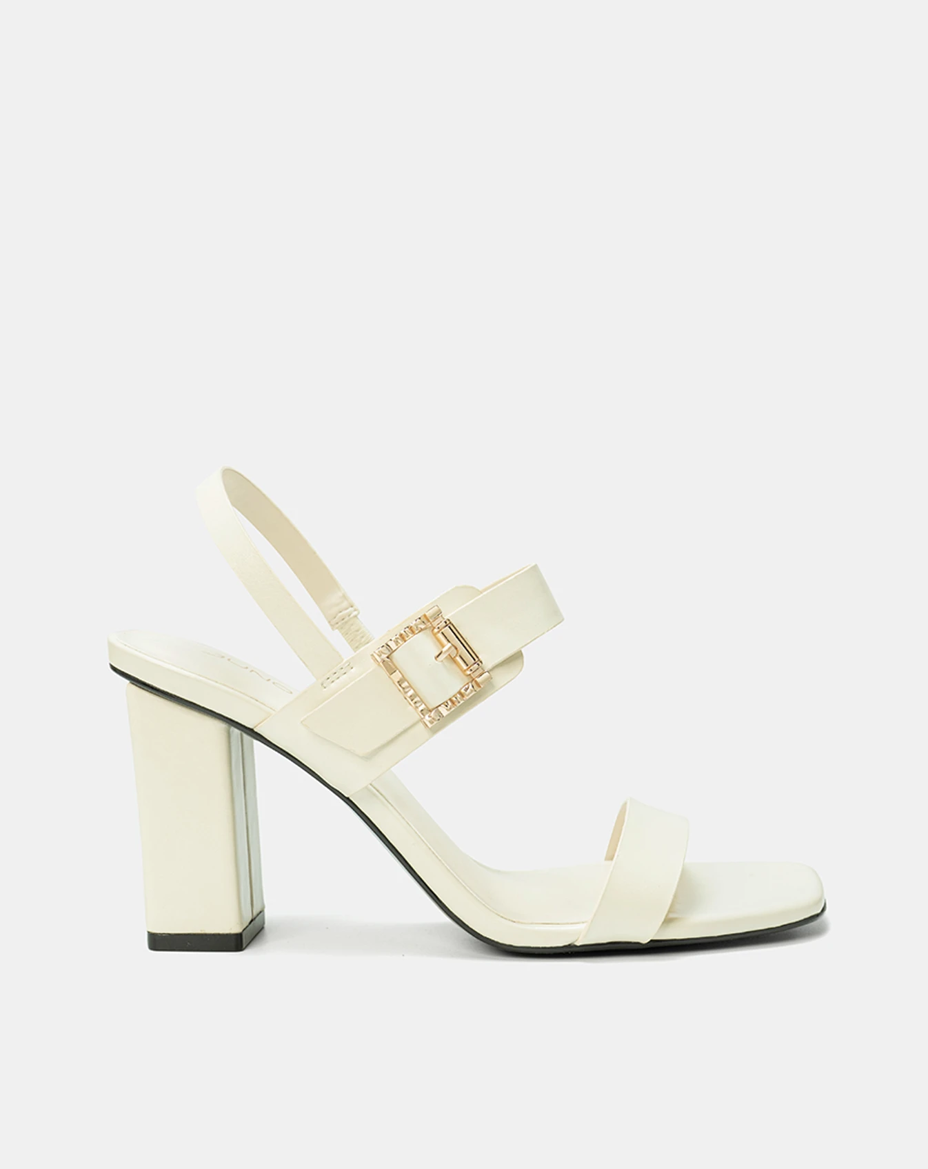Giày Sandal Gót Vuông Quai Ngang Phối Khóa Trang Trí - Image 1