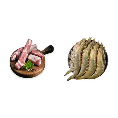 Combo Sườn non 600g + Tôm thẻ lớn (30-40 con/kg) 500g