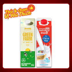 Combo thử vị: Sữa thanh trùng Green Farm + Sữa thanh trùng Meiji 4.3%