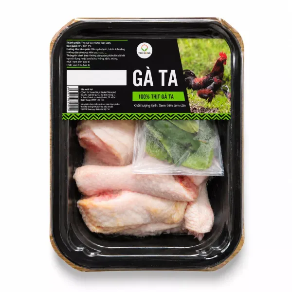 Gà ta (chặt miếng 530-640g, không đầu, cổ) khay 585g