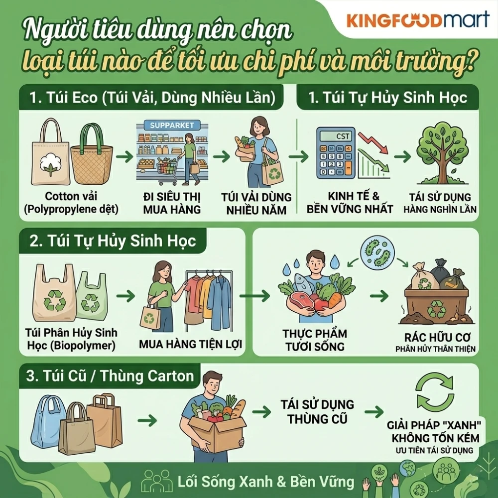 Người tiêu dùng nên chọn loại túi nào để tối ưu chi phí và môi trường?
