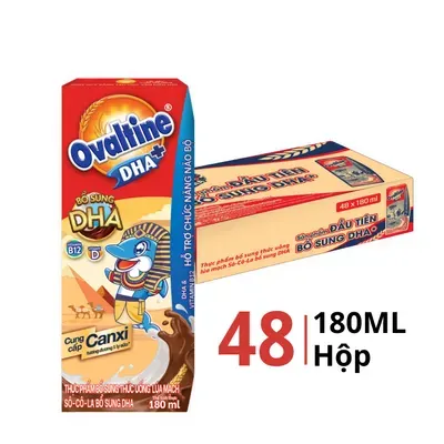 Thùng 48 hộp sữa cacao lúa mạch DHA Ovaltine 180ml