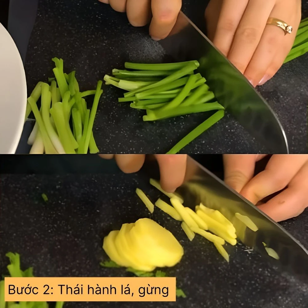 thái hành lá ,gừng