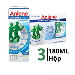 Lốc sữa tiệt trùng không đường Lactose Anlene hộp 180ml (3 Hộp)