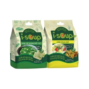 Combo canh ăn liền Isoup: canh chua 50g và canh cải xoong nấu thịt 42g