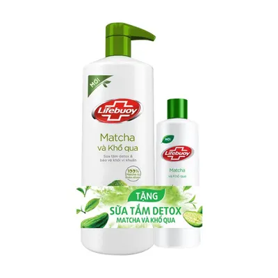 Sữa tắm trà xanh khổ qua Lifebuoy chai 800g + sữa tắm 200g