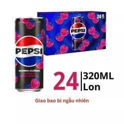Thùng nước ngọt Zero Calo vị phúc bồn tử Pepsi lon 320ml (24 Lon)