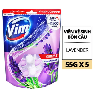 Viên vệ sinh bồn cầu oải hương Vim túi 5 cái