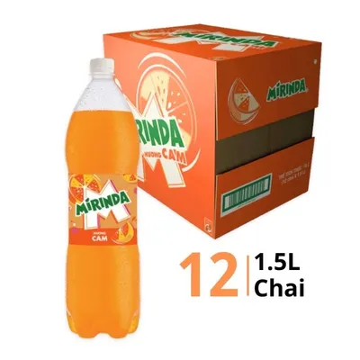 Thùng 12 chai nước ngọt Mirinda vị cam 1.5L