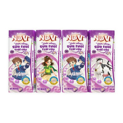 Lốc sữa tươi trái cây hương nho Nuvi hộp 180ml (4 Hộp)
