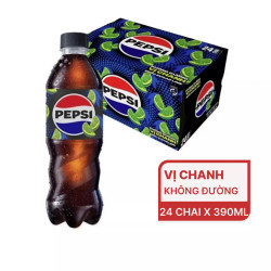 Thùng nước ngọt vị chanh zero calo Pepsi 390ml (24 Chai)