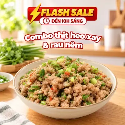 Combo Thịt heo xay Meatcool 400g và 1 gói rau nêm