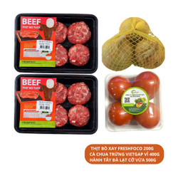 Combo 2 vỉ bò xay 200g và cà chua, hành tây