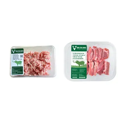 Combo Nạc heo xay Vĩnh Tân Foods khay 300g (1 Khay) + Sườn non heo Vĩnh Tân khay 400g