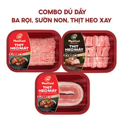 Combo Meatcool đủ đầy: Ba rọi, sườn non, thịt heo xay (360-440g/khay)