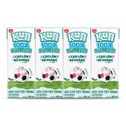 Lốc sữa tươi tiệt trùng có đường 100% sữa tươi Kun 180ml (4 Hộp)
