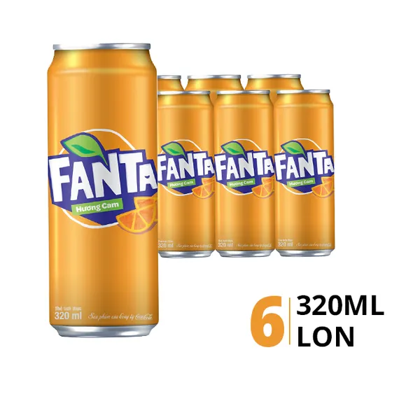 Lốc 6 lon nước ngọt Fanta hương cam 320ml